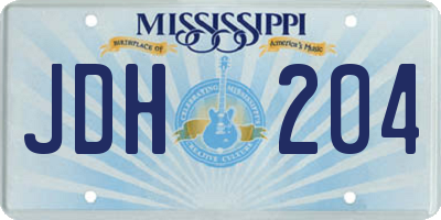 MS license plate JDH204
