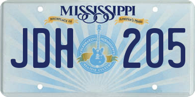 MS license plate JDH205