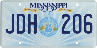 MS license plate JDH206