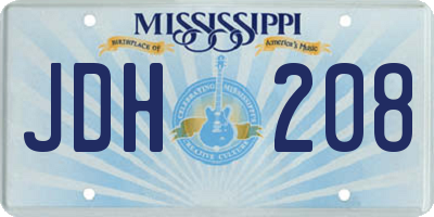 MS license plate JDH208