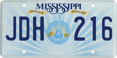 MS license plate JDH216