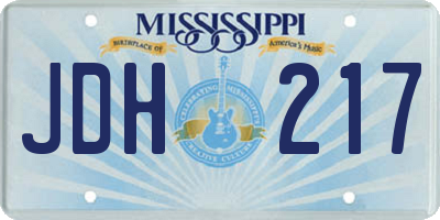 MS license plate JDH217