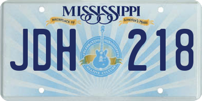 MS license plate JDH218