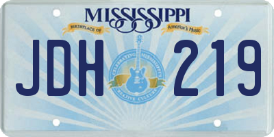 MS license plate JDH219