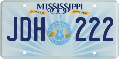 MS license plate JDH222