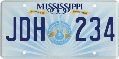 MS license plate JDH234