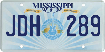 MS license plate JDH289