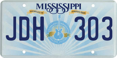 MS license plate JDH303