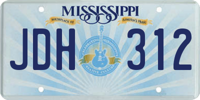 MS license plate JDH312