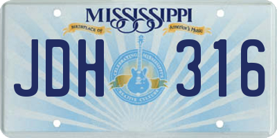 MS license plate JDH316