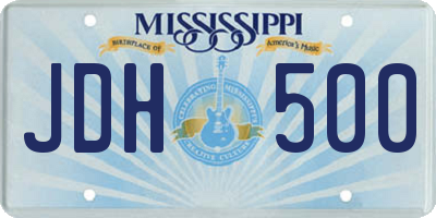 MS license plate JDH500
