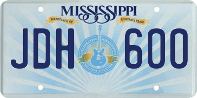 MS license plate JDH600