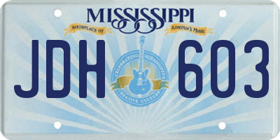 MS license plate JDH603