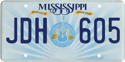 MS license plate JDH605