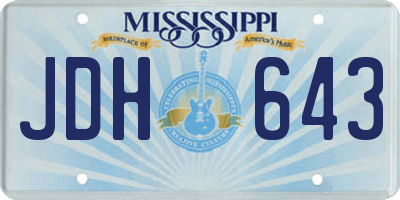 MS license plate JDH643