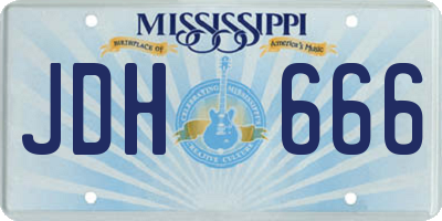 MS license plate JDH666