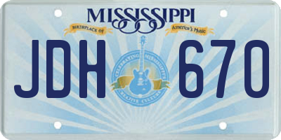 MS license plate JDH670