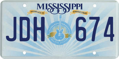 MS license plate JDH674