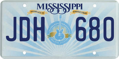 MS license plate JDH680