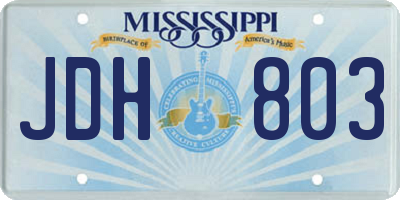 MS license plate JDH803
