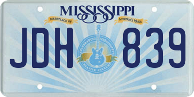 MS license plate JDH839