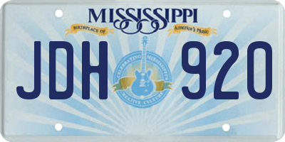 MS license plate JDH920