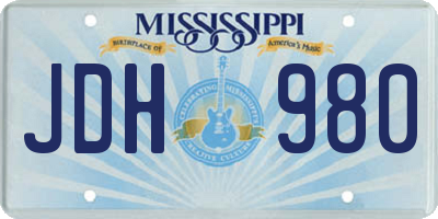 MS license plate JDH980