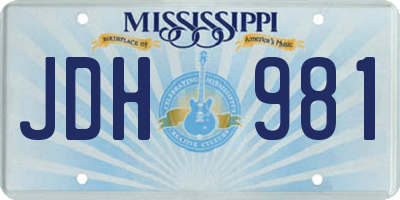 MS license plate JDH981