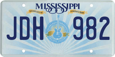 MS license plate JDH982