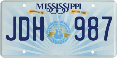 MS license plate JDH987