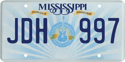 MS license plate JDH997