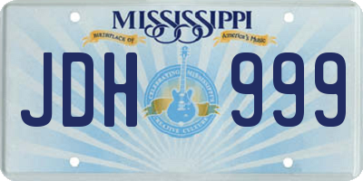 MS license plate JDH999