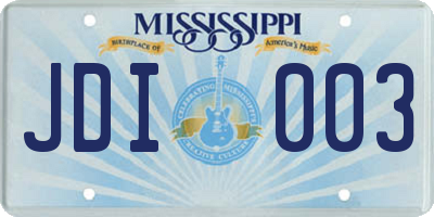 MS license plate JDI003