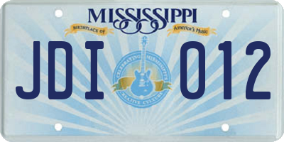 MS license plate JDI012