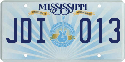 MS license plate JDI013