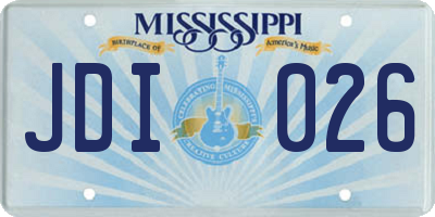 MS license plate JDI026