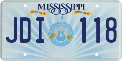 MS license plate JDI118