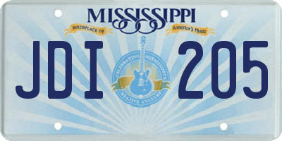 MS license plate JDI205