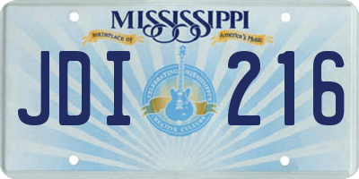MS license plate JDI216