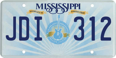 MS license plate JDI312