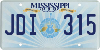 MS license plate JDI315
