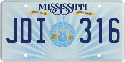 MS license plate JDI316