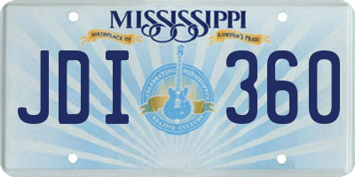 MS license plate JDI360