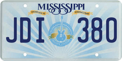 MS license plate JDI380