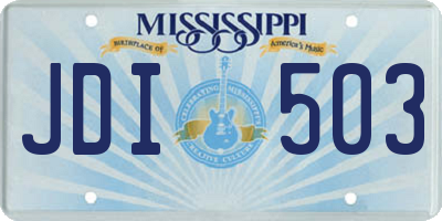 MS license plate JDI503