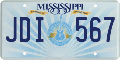 MS license plate JDI567