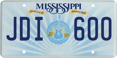 MS license plate JDI600