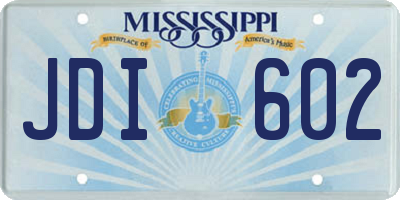 MS license plate JDI602