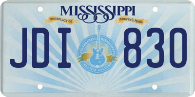 MS license plate JDI830