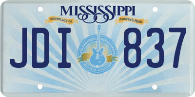 MS license plate JDI837